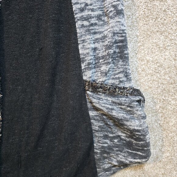 Juicy Couture Long Vest Sequin Trim Pockets Gray Open Front Glam Party Women XL - Picture 2 of 10